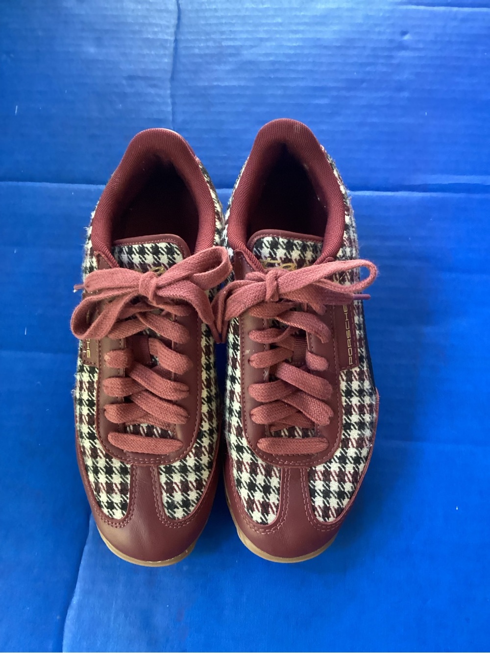 Puma collaboration with Porsche Maroon Houndstooth Women's Sneakers, size 5.5